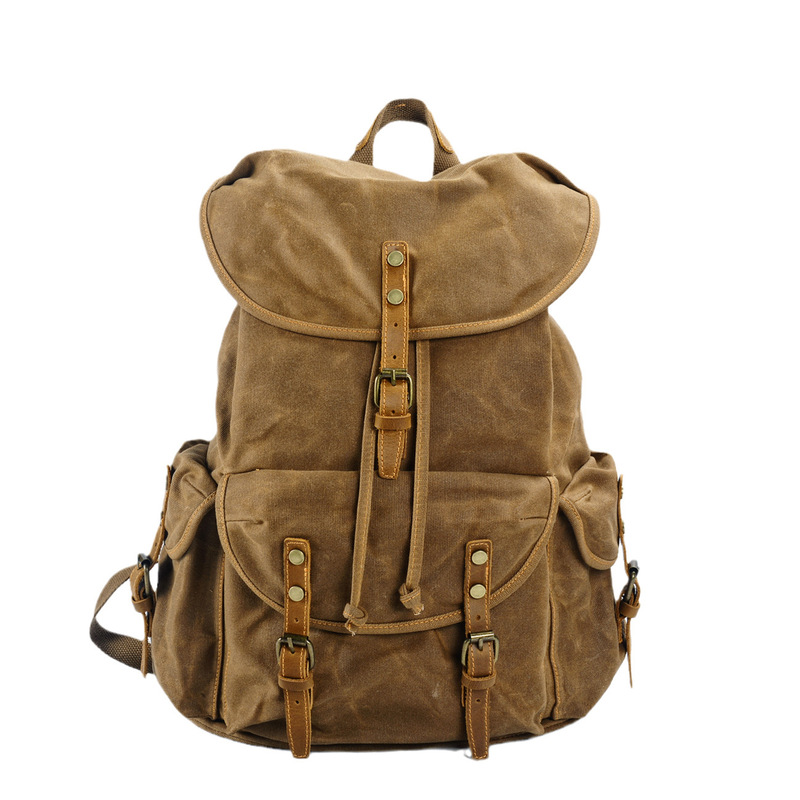 Canvas Backpack Casual - Mochila retro de lona encerada suave