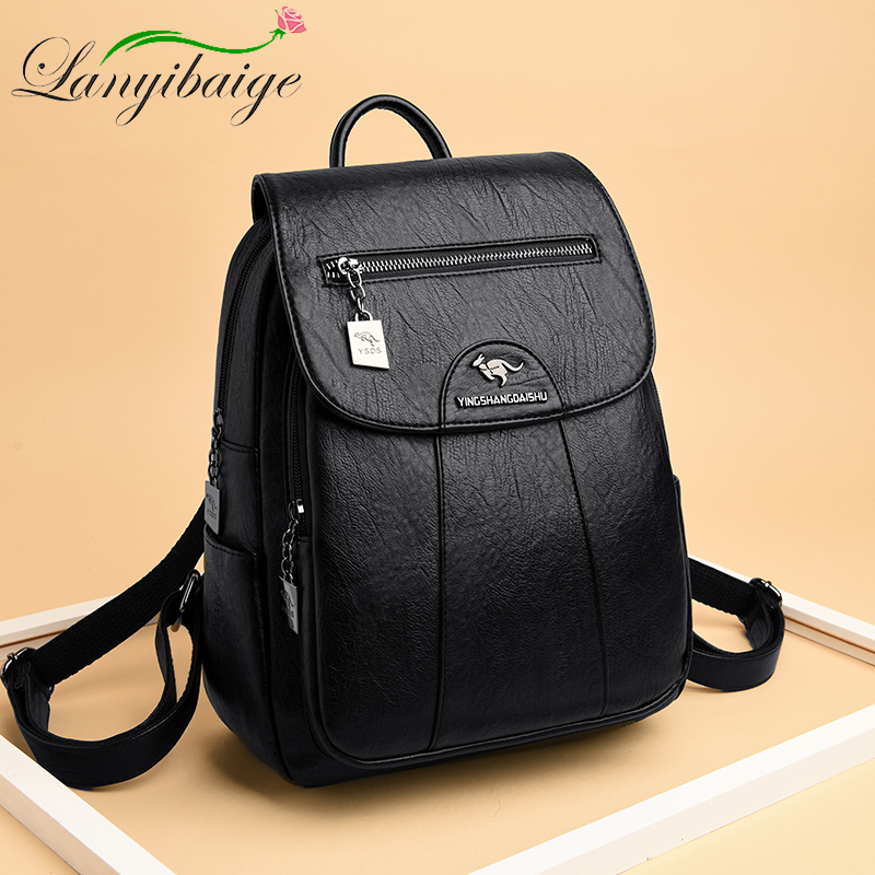 Fashion Backpack Women - Mochila De cuero suave para mujer,